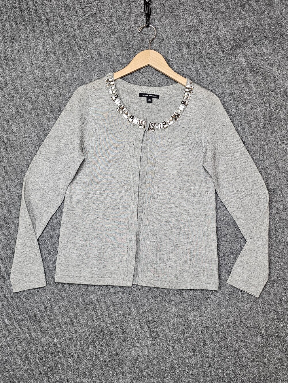 Banana Republic Embellished Open Front Cardigan - Gray Wool Blend - Holiday '11